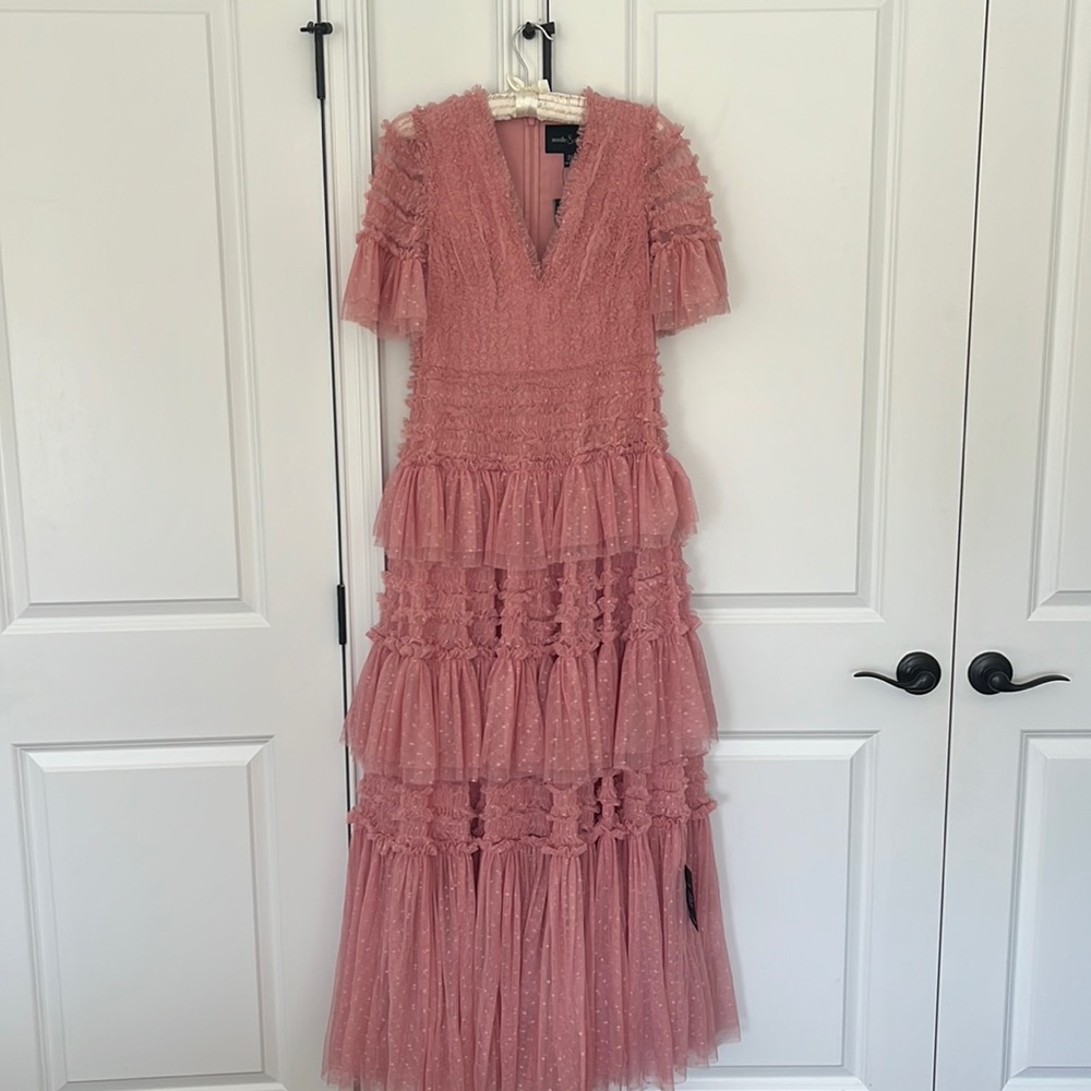 NEEDLE AND THREAD, LOTTIE LACE GOWN light/ blush pink